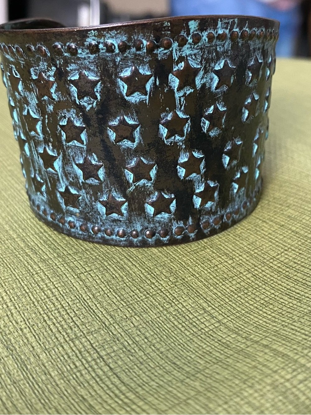 Patina Star-Pattern Metal Accent - Blue Green Finish